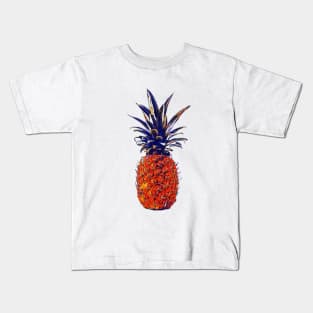 Retro vibrant tropical pineapple ananas Kids T-Shirt